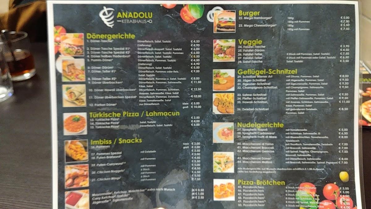 Speisekarte Von Anadolu Kebabhaus Pizza, Hürth