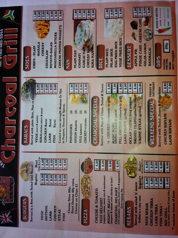 Menu at Charcoal grill house restaurant, Market Harborough