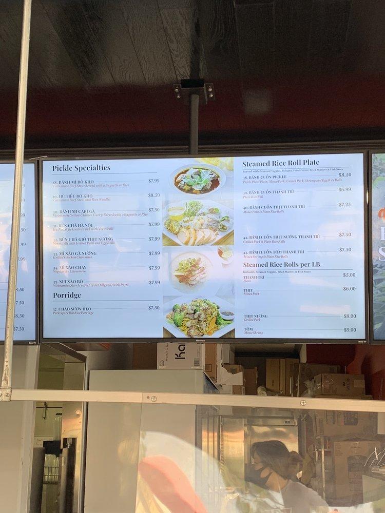 Menu at Pickle Banh Mi Co restaurant, Fountain Valley