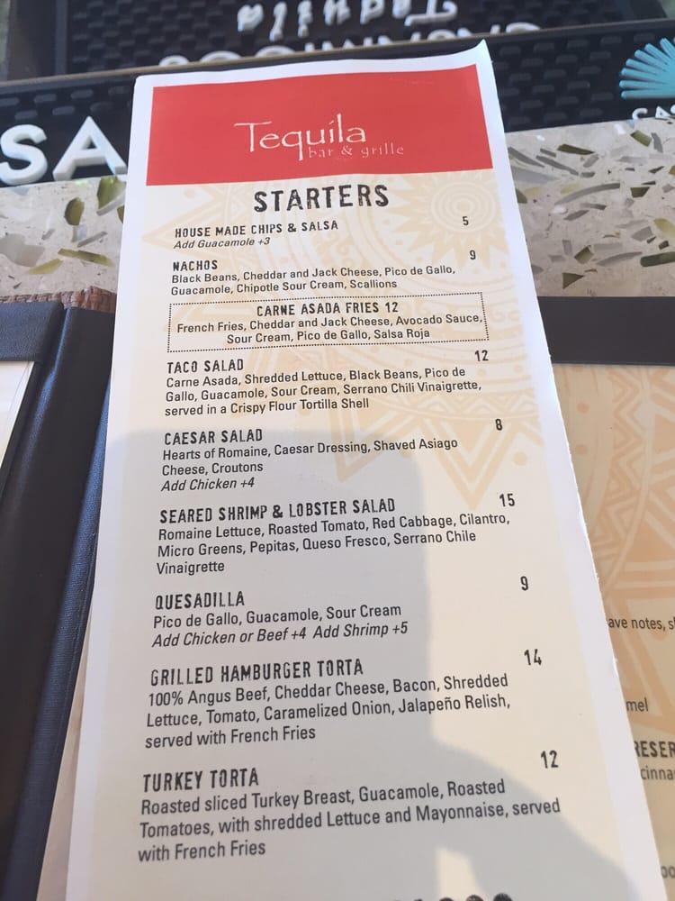 Menu at Tequilla Bar & Grille, San Diego, 333 W Harbor Dr