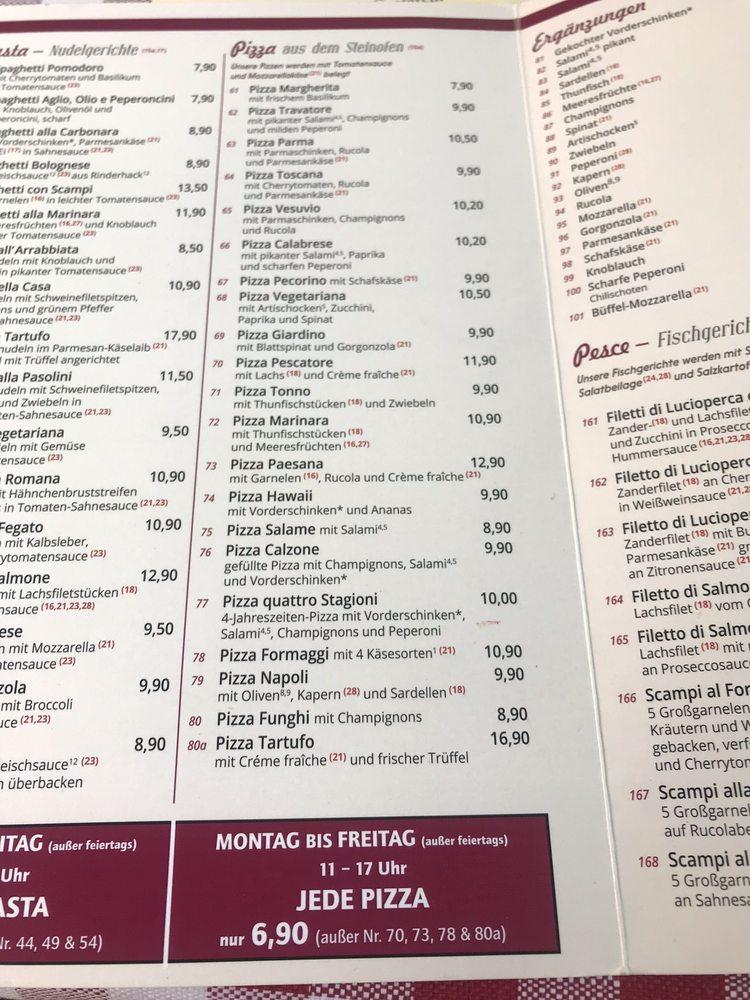 Menu at Trattoria Romana restaurant, Berlin