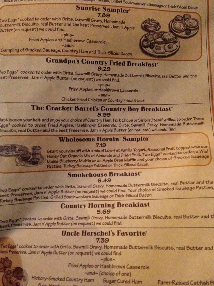 Menu at Cracker Barrel Old Country Store, San Marcos, IH 35 S