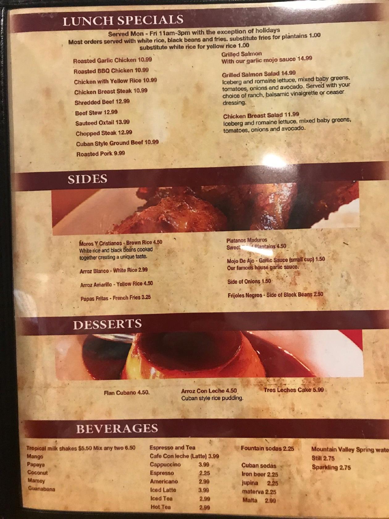 Menu at Versailles Restaurant, Los Angeles, Ventura Blvd