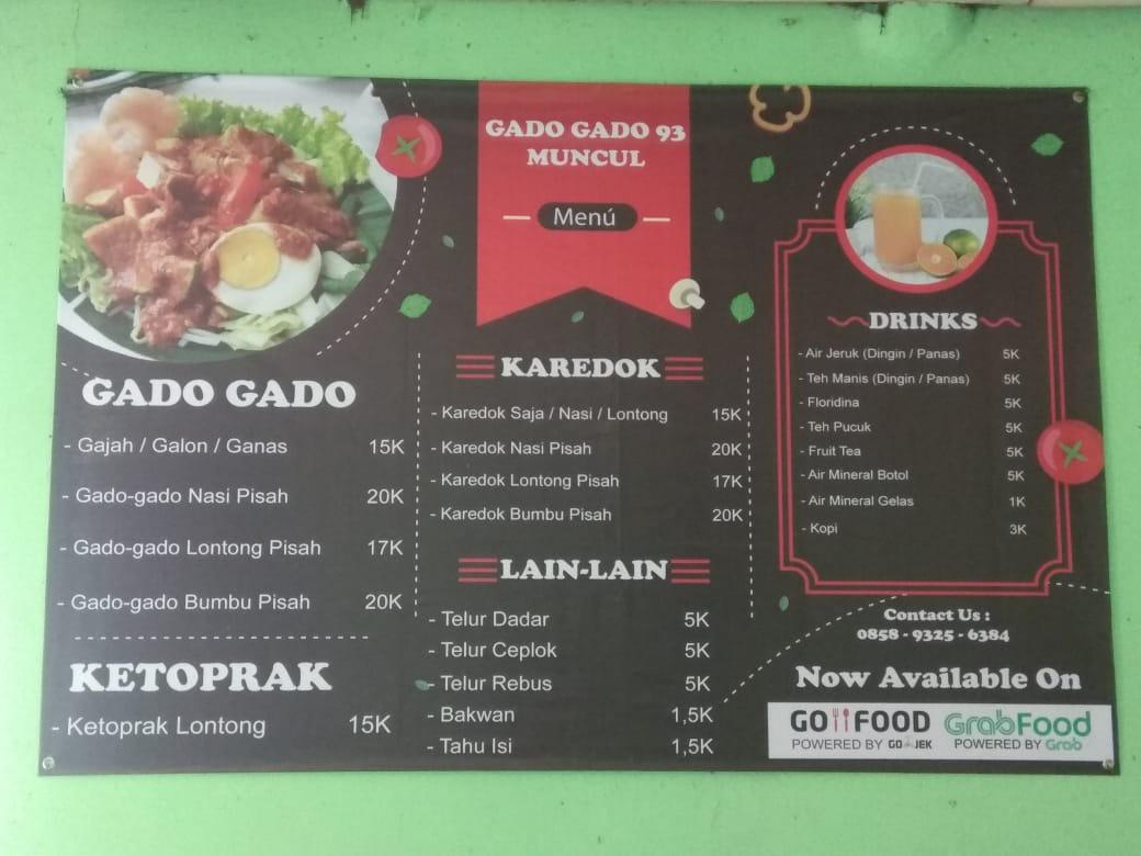 Carta Del Restaurante Gado Gado Simpang Tiga Muncul Tangerang Del Sur