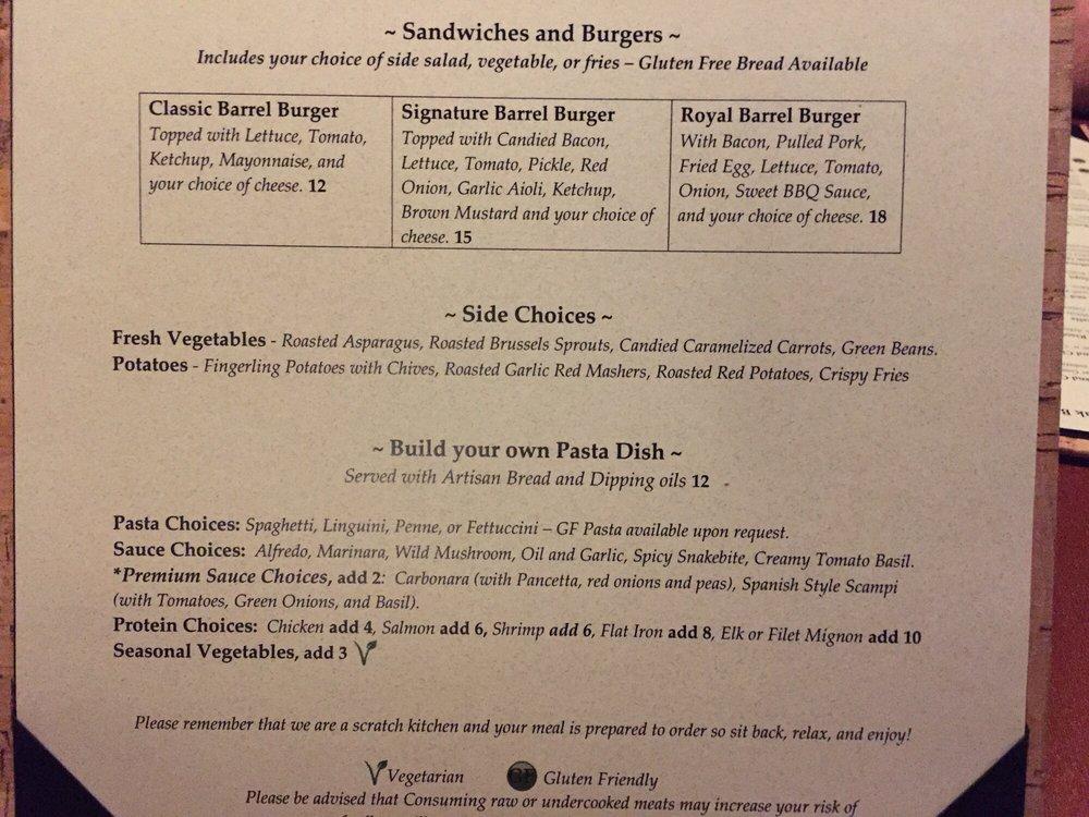 Menu at Oak Barrel of Eagle Restaurant and Lounge, Eagle