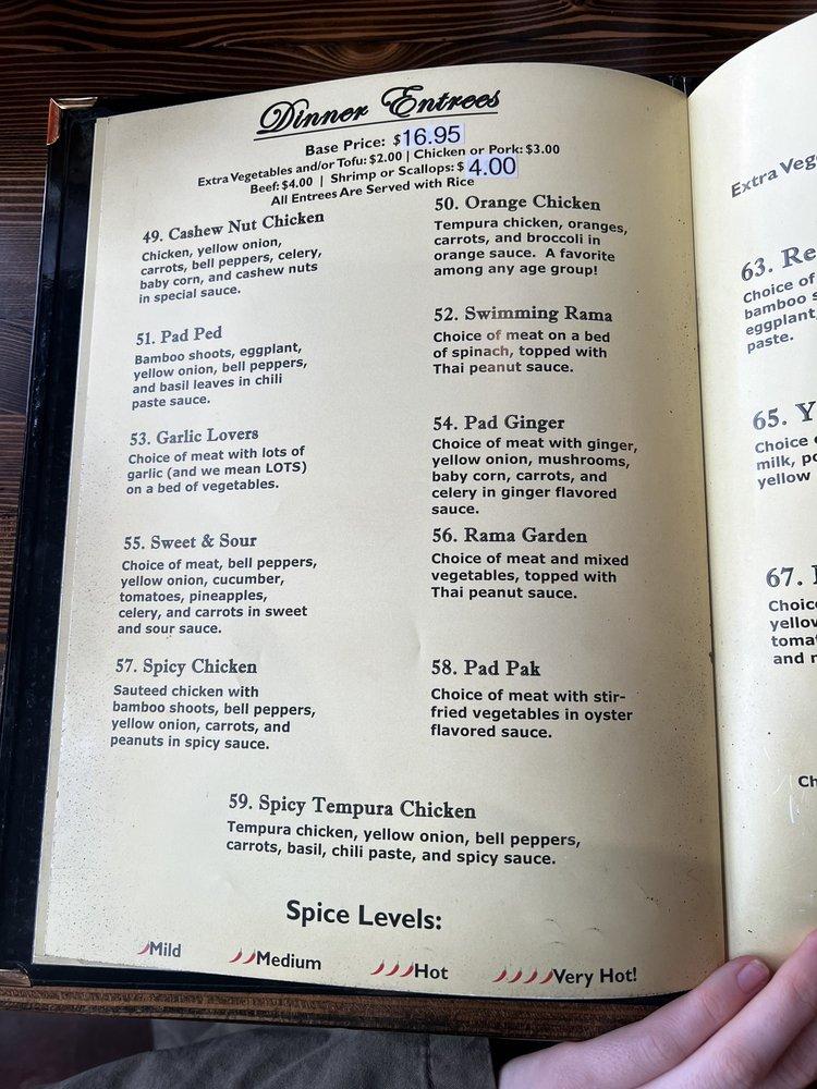 Suchada's Thai Cuisine LLC menu