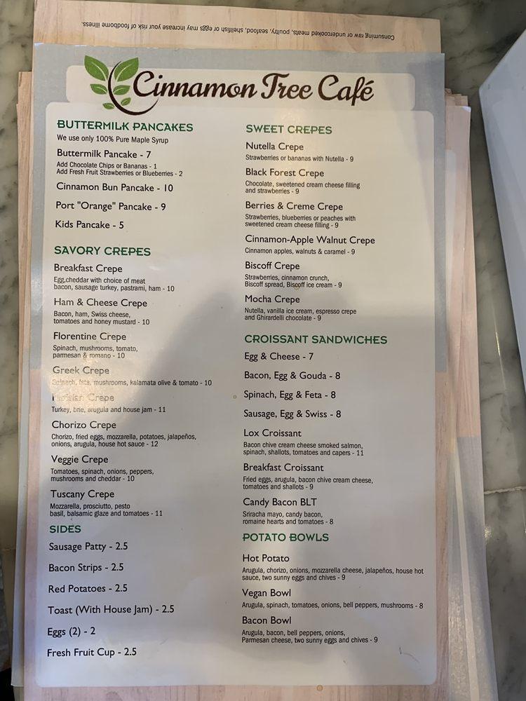 Menu At Cinnamon Tree Cafe Port Orange