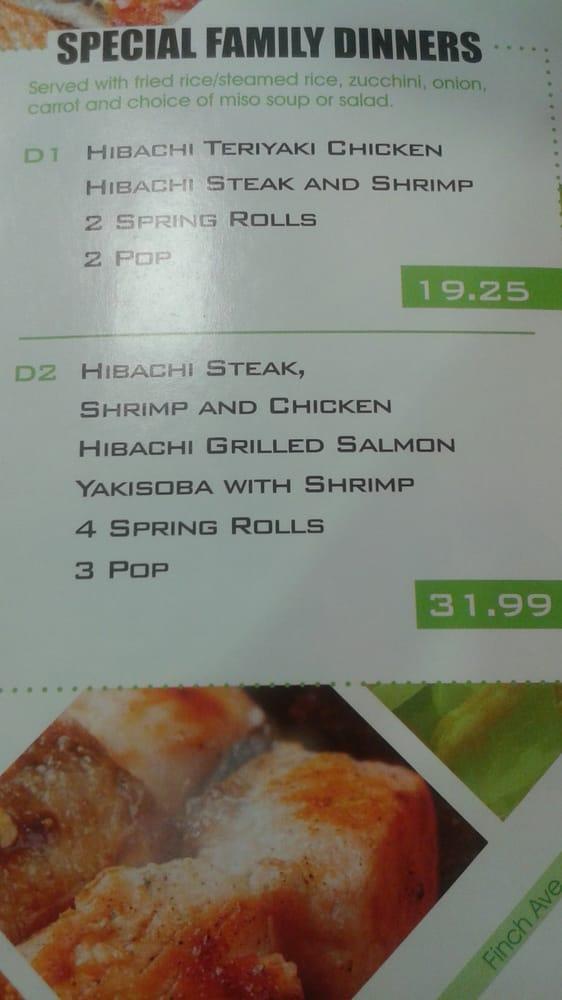 Menu at Hibachi Grill restaurant, Pickering