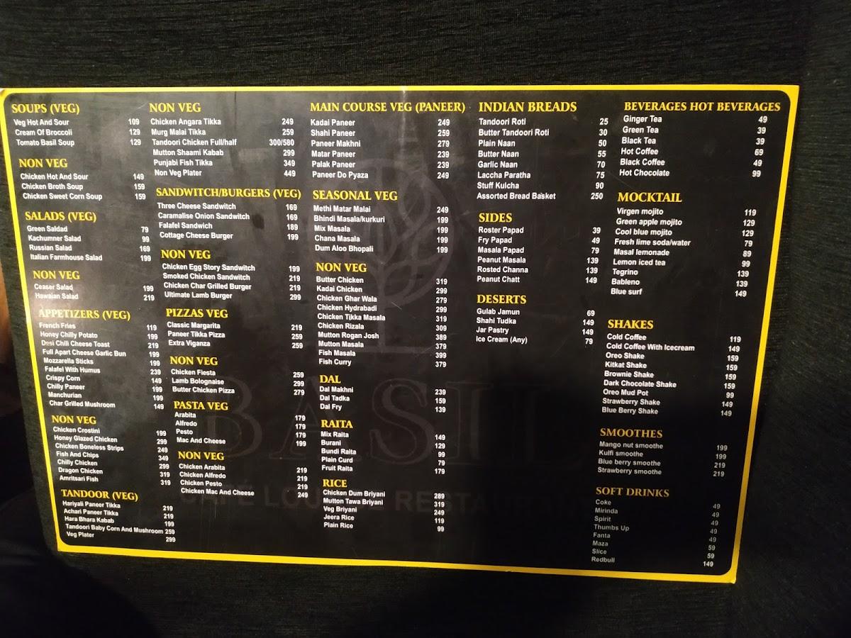 Menu at BASIL RESTAURANT, Bhopal