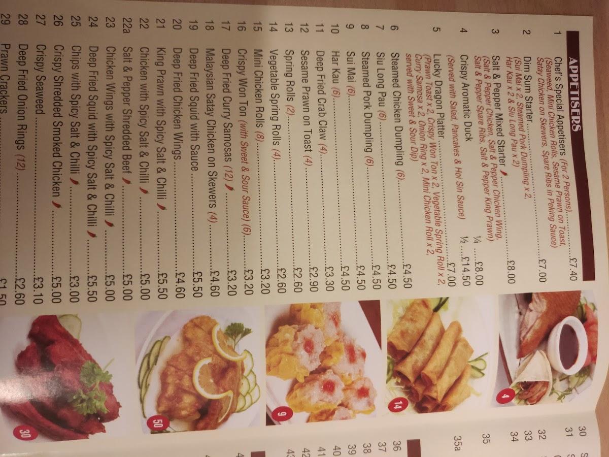 Menu at Lucky Dragon restaurant, Grimsby