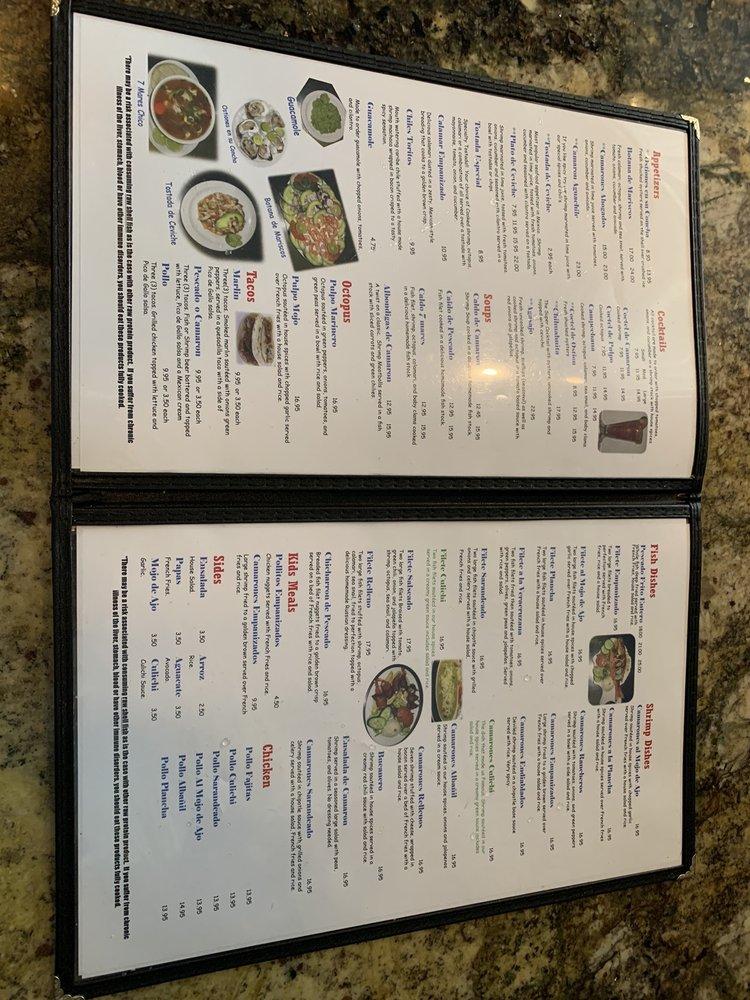 Menu at Mariscos Chihuahua on Grande pub & bar, Tucson, N Grande Ave