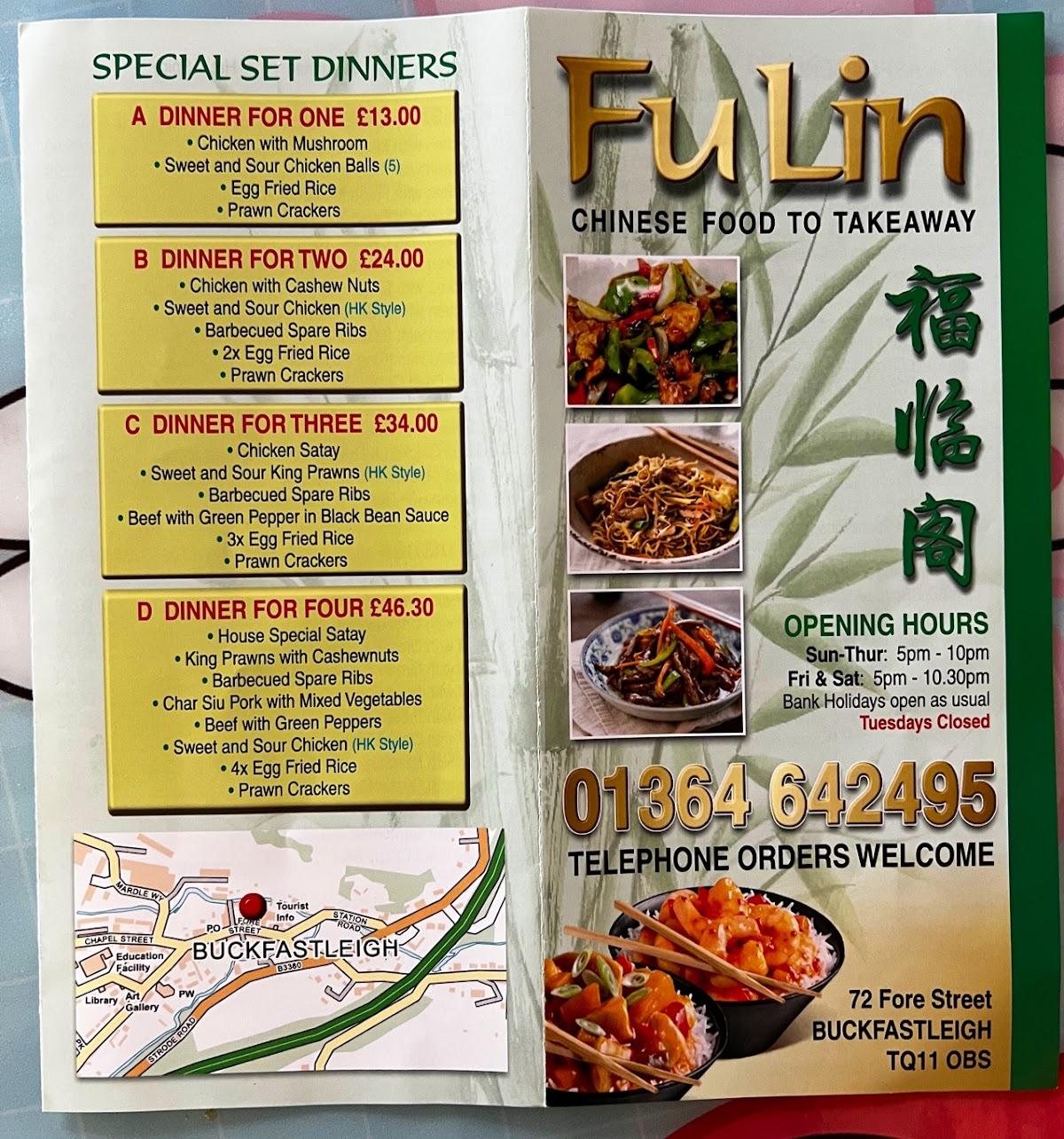 Menu At Fu Lin Fast Food, Buckfastleigh