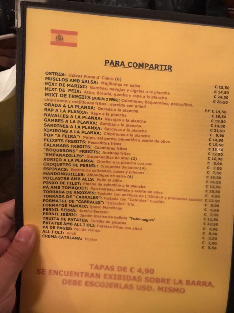 Carta de Tapas Bar Català, Amsterdam