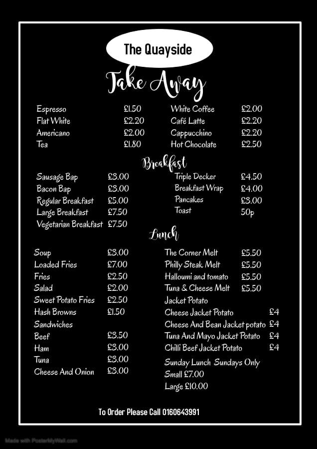 Menu at The Quayside pub & bar, Northwich