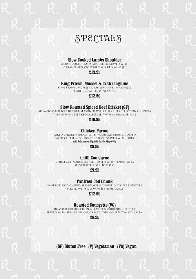 Menu at The Royal pub & bar, Low Moor, 5 Wooller Rd