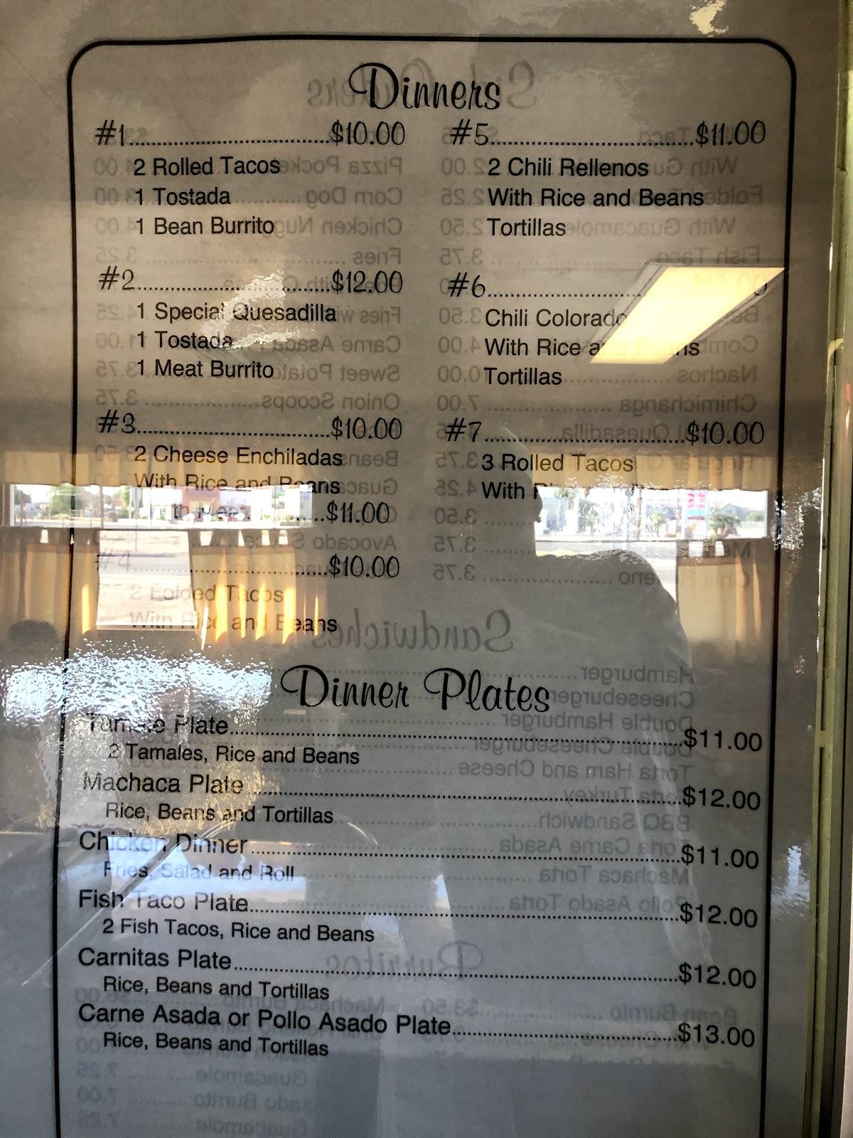 Menu at Nana Dora‘s Restaurant, Brawley
