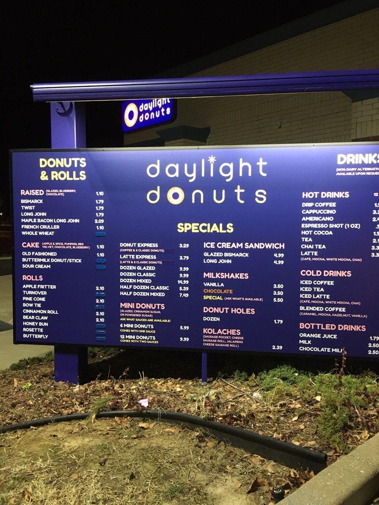 Menu At Daylight Donuts Desserts Chesterfield