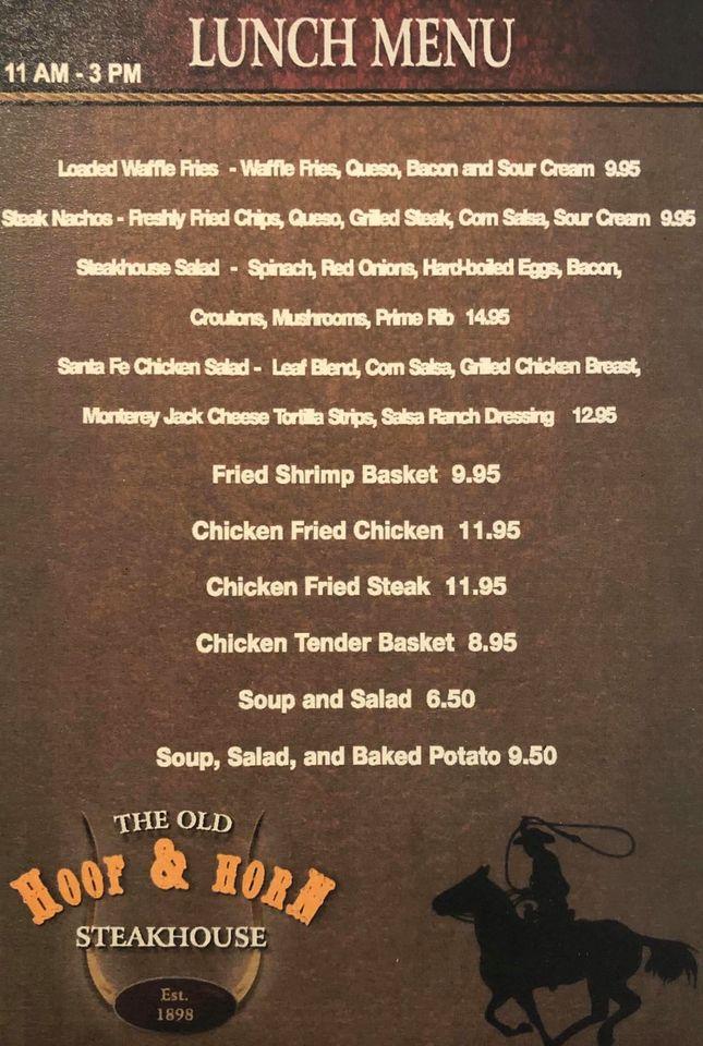 Menu at Hoof & Horn Steak House steakhouse, Saint Joseph