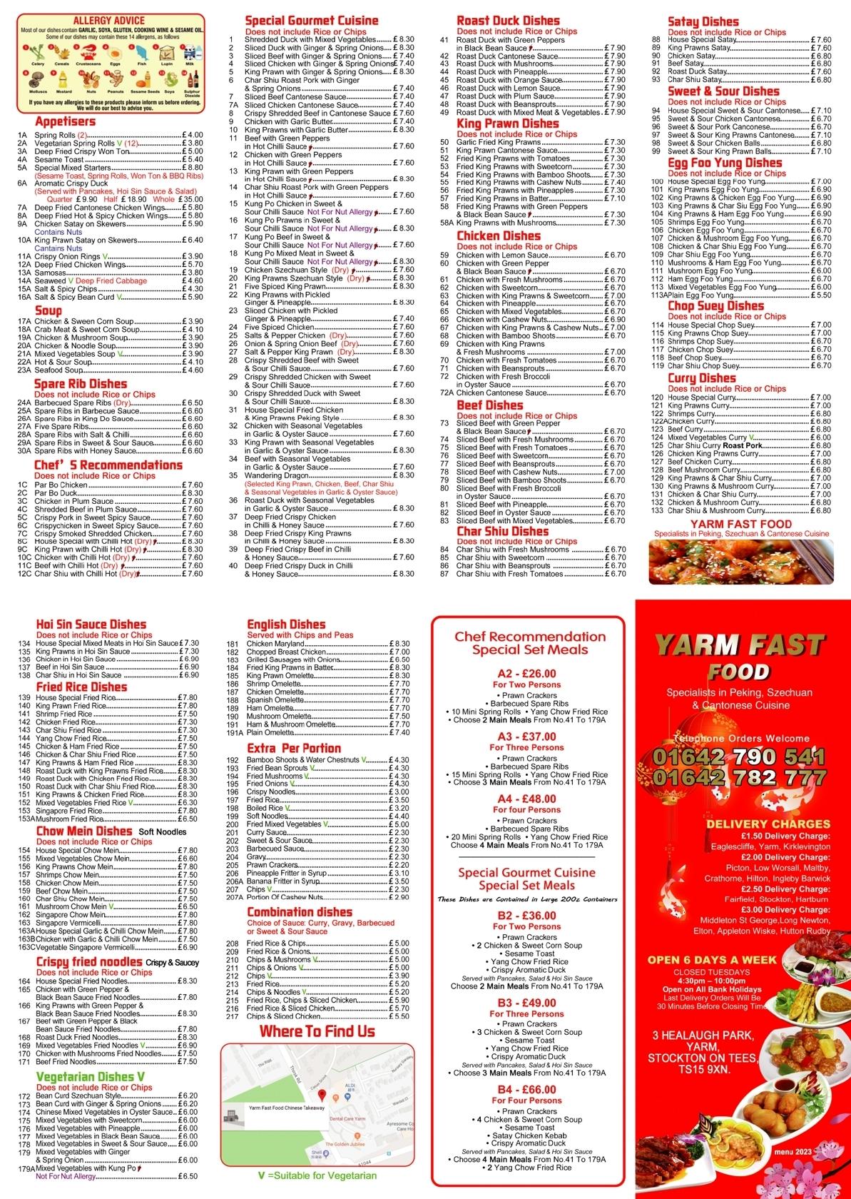 Menu at Yarm Fast Food, Yarm