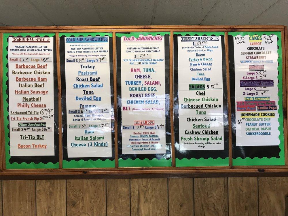 Menu at Sub Shop & Deli restaurant, Madera