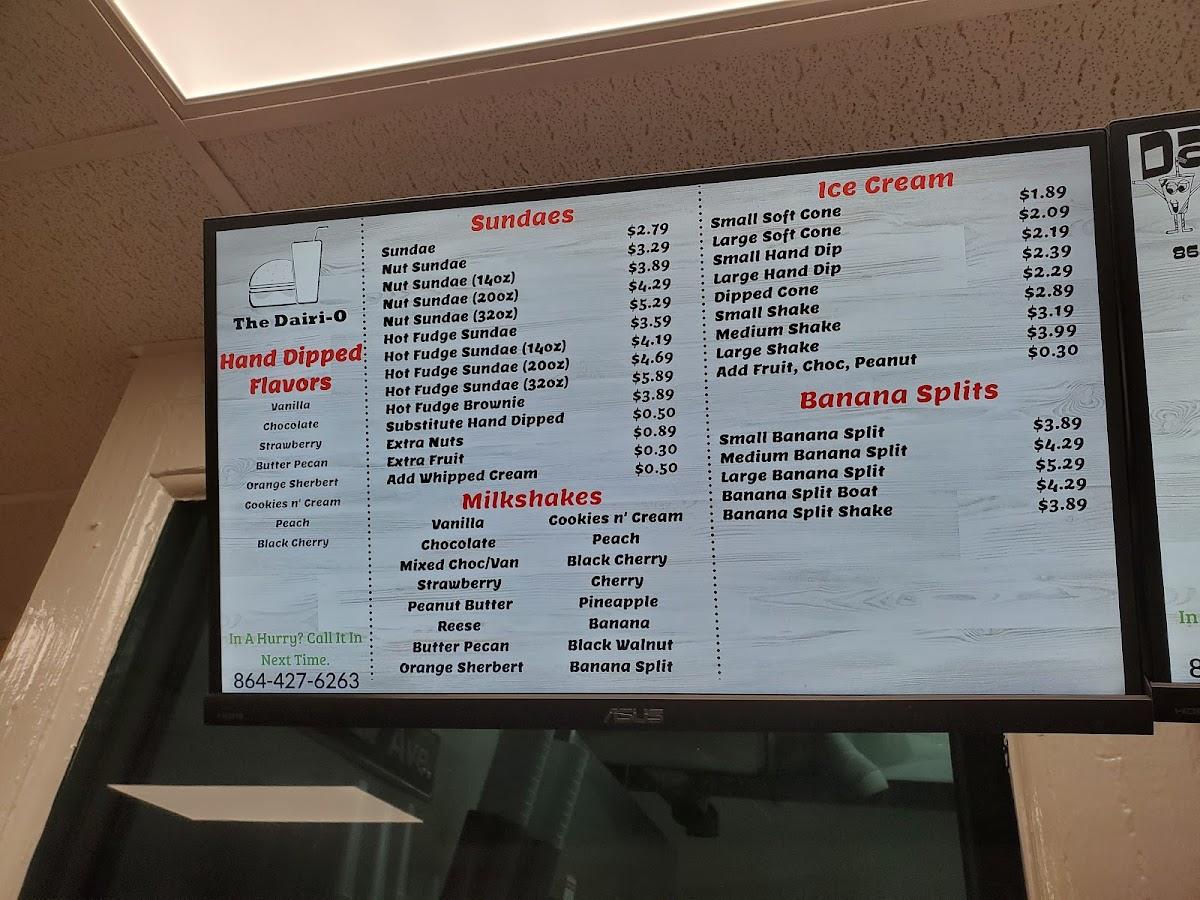 Menu at DairiO restaurant, Union