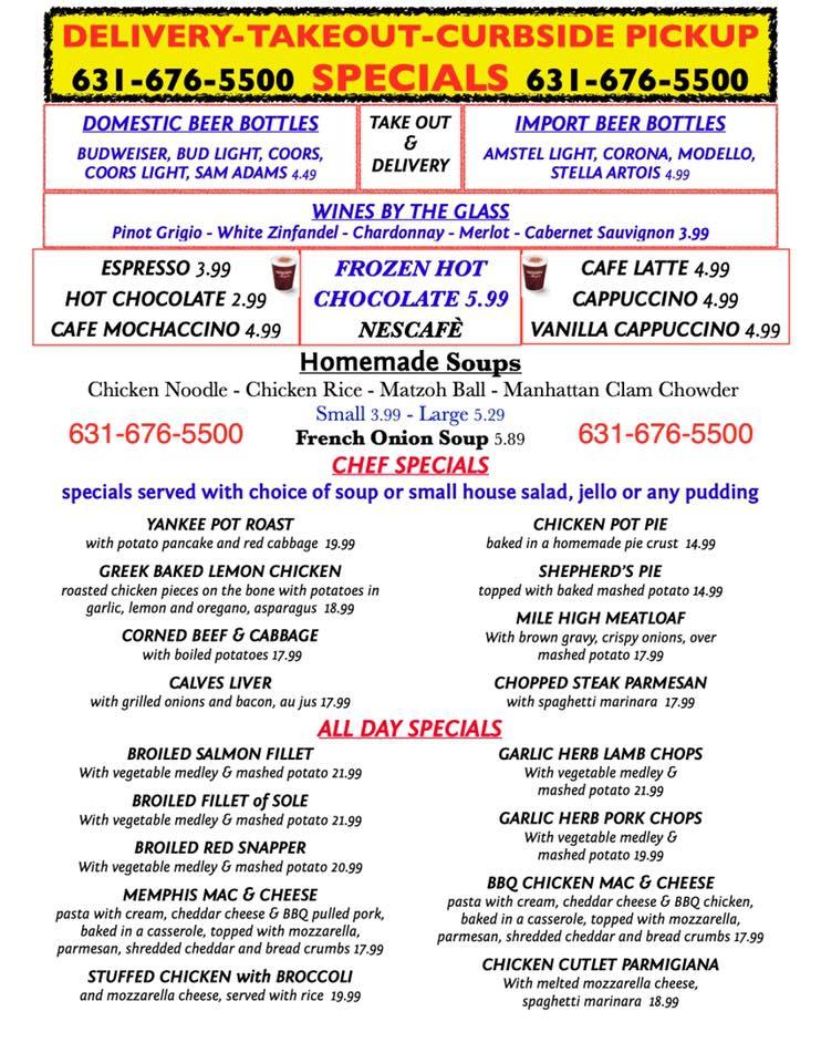 Menu at Island Lake Diner restaurant, Ronkonkoma