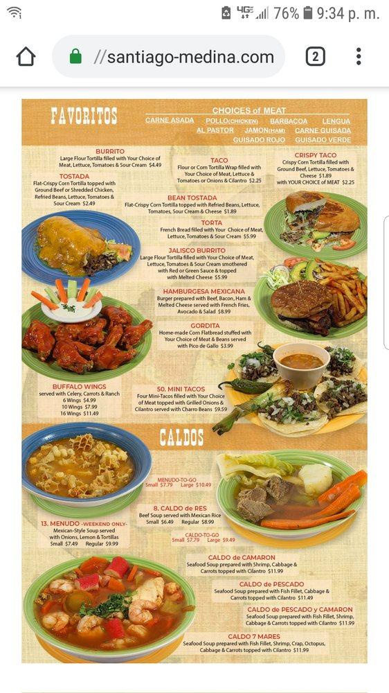 Menu at Taqueria El Tapatio restaurant, Dumas, Guy Lane Plz