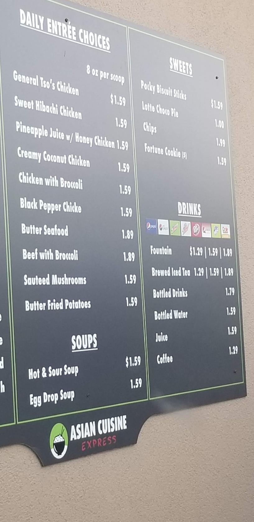 Menu at Asian Cuisine Express restaurant, Norfolk