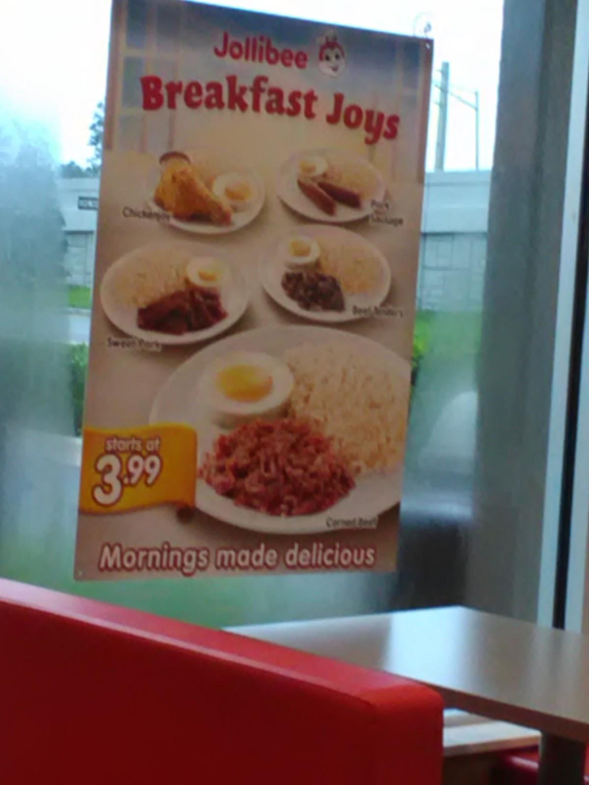 Menu at Jollibee fast food, Jacksonville, Atlantic Blvd