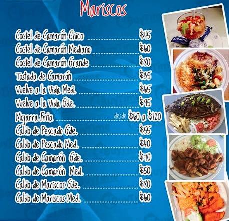 Menu at Mariscos el catán restaurant, Ciudad Apodaca