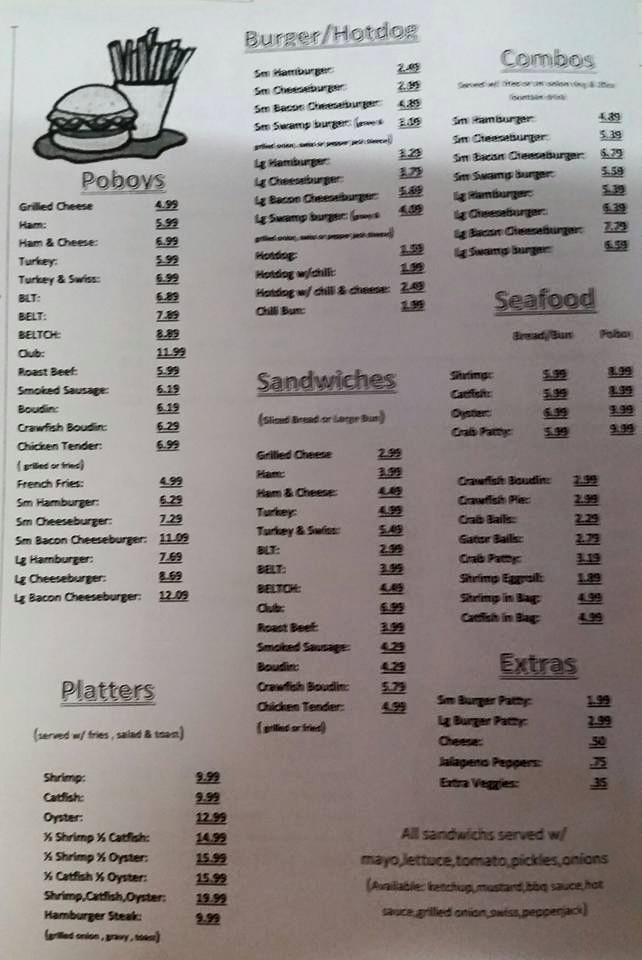 Menu at Wilson's Kountry Korner restaurant, Schriever