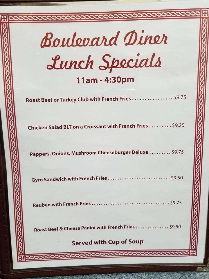 Menu At Boulevard Diner Restaurant Scranton