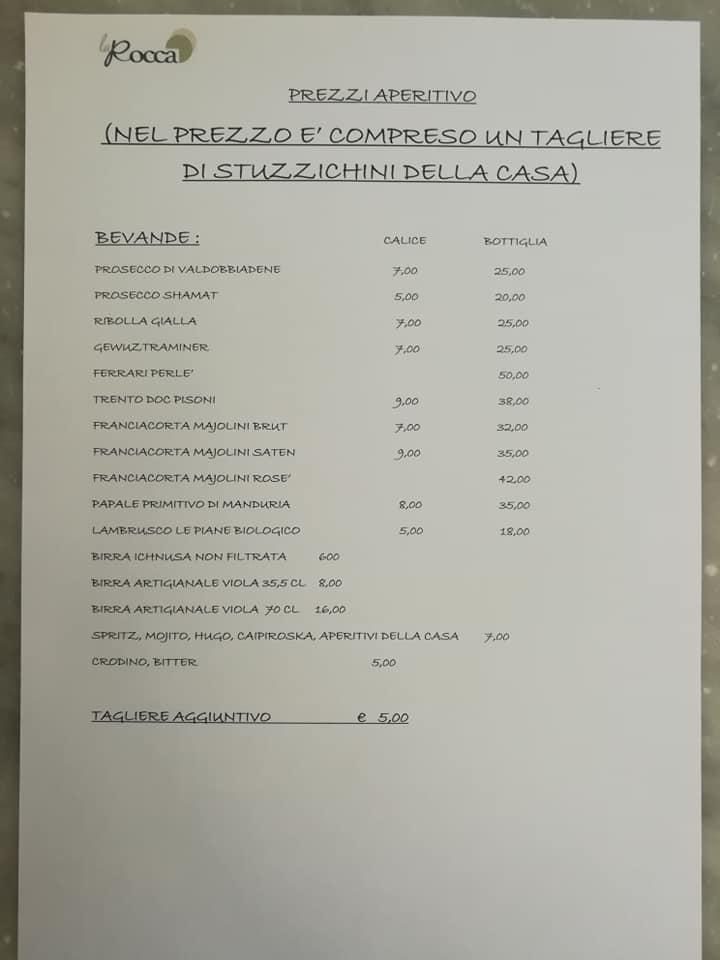 Menu di La Rocca caffetteria pasticceria 