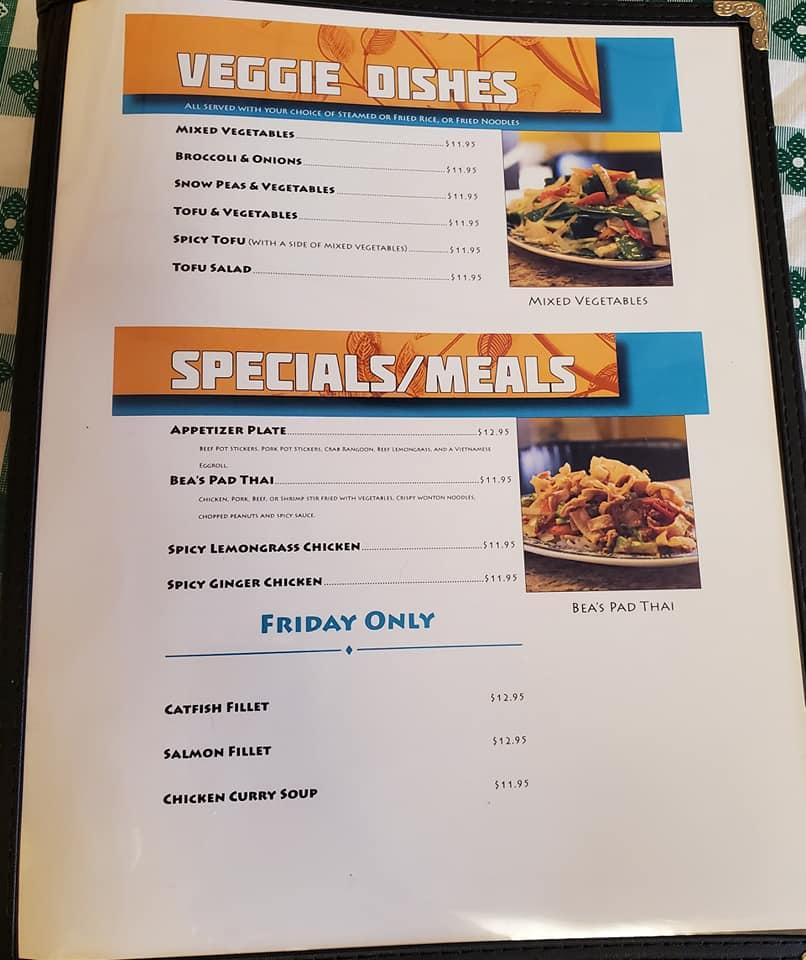 Menu at Bea's Wok N Roll restaurant, DeKalb