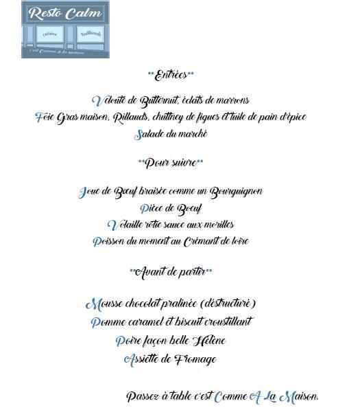 Menu At Restocalm Restaurant, Chemillé-melay