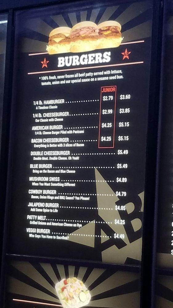 Menu at American Burgers restaurant, Tooele