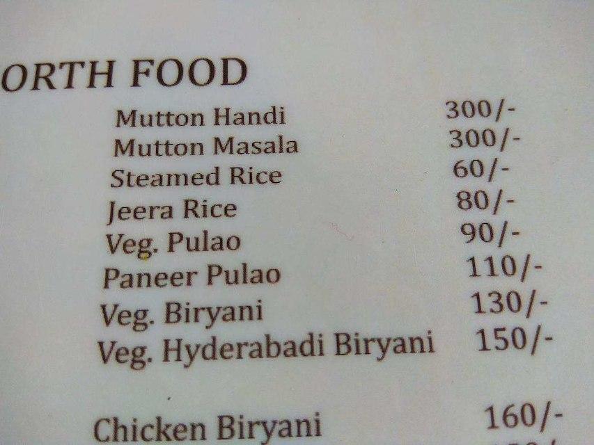 Goa Darbar menu