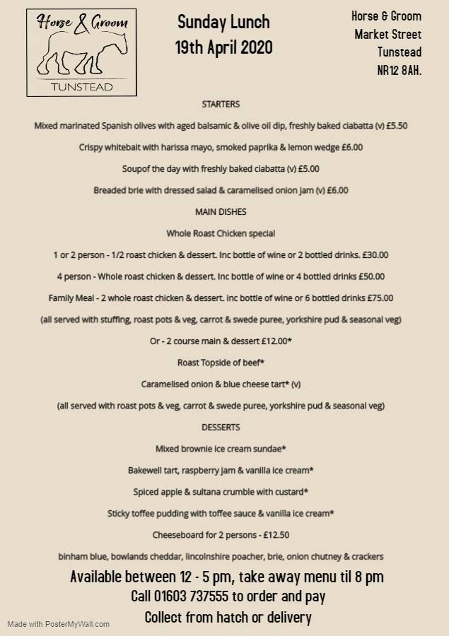 Menu at Horse & Groom pub & bar, Norwich