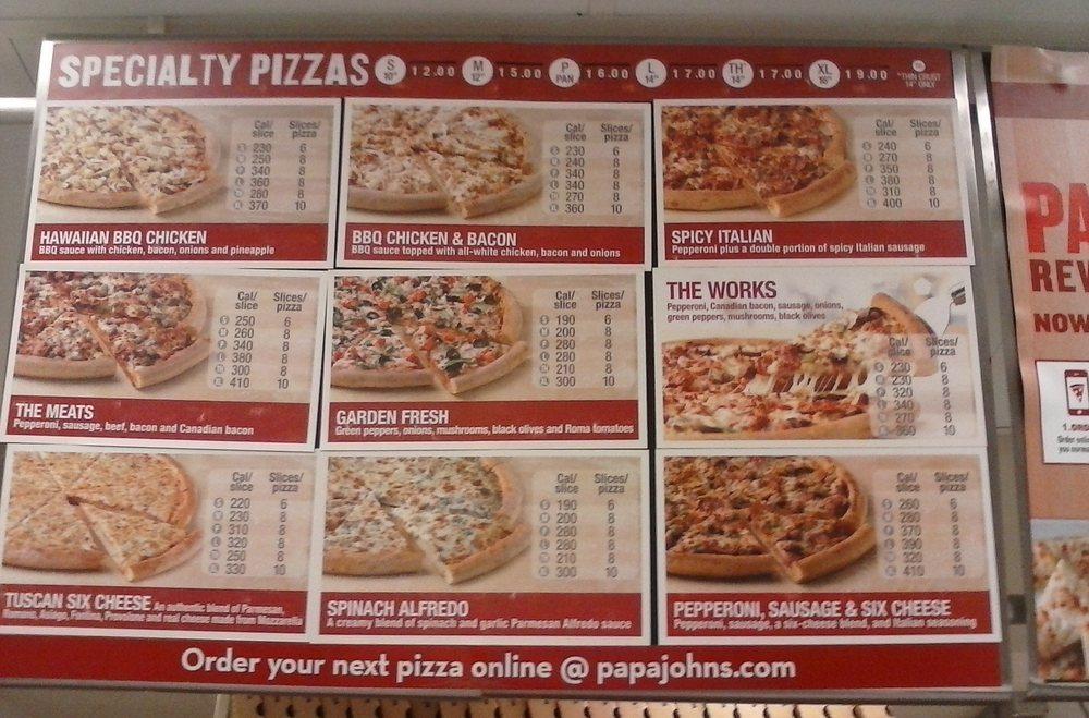 Menu at Papa Johns Pizza pizzeria, Knoxville, Clinton Hwy