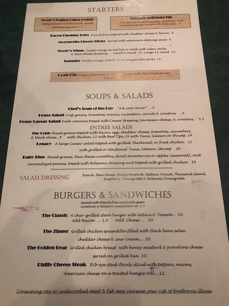 Menu at Wooly McDuff's Neighborhood Grille pub & bar, Laurinburg