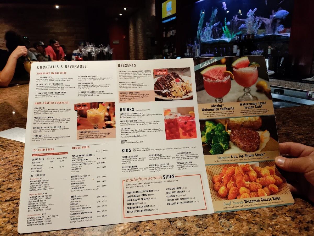 Menu at Cheddar's Scratch Kitchen restaurant, Midwest City, SE 29th St