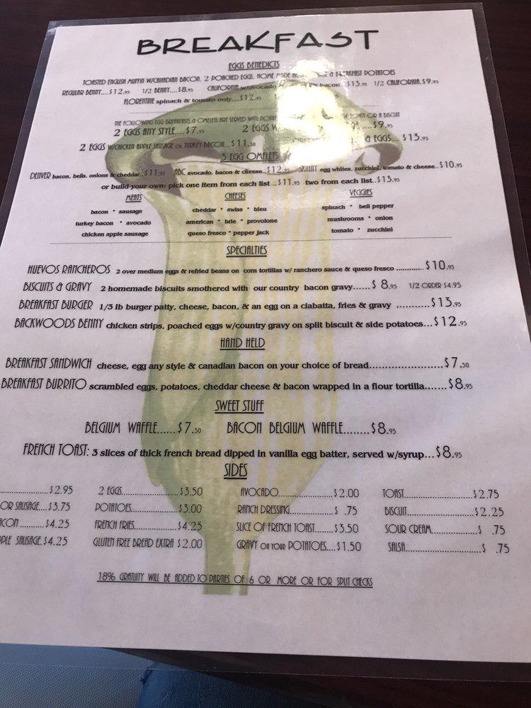 Menu at The Greene Lily restaurant, Eureka