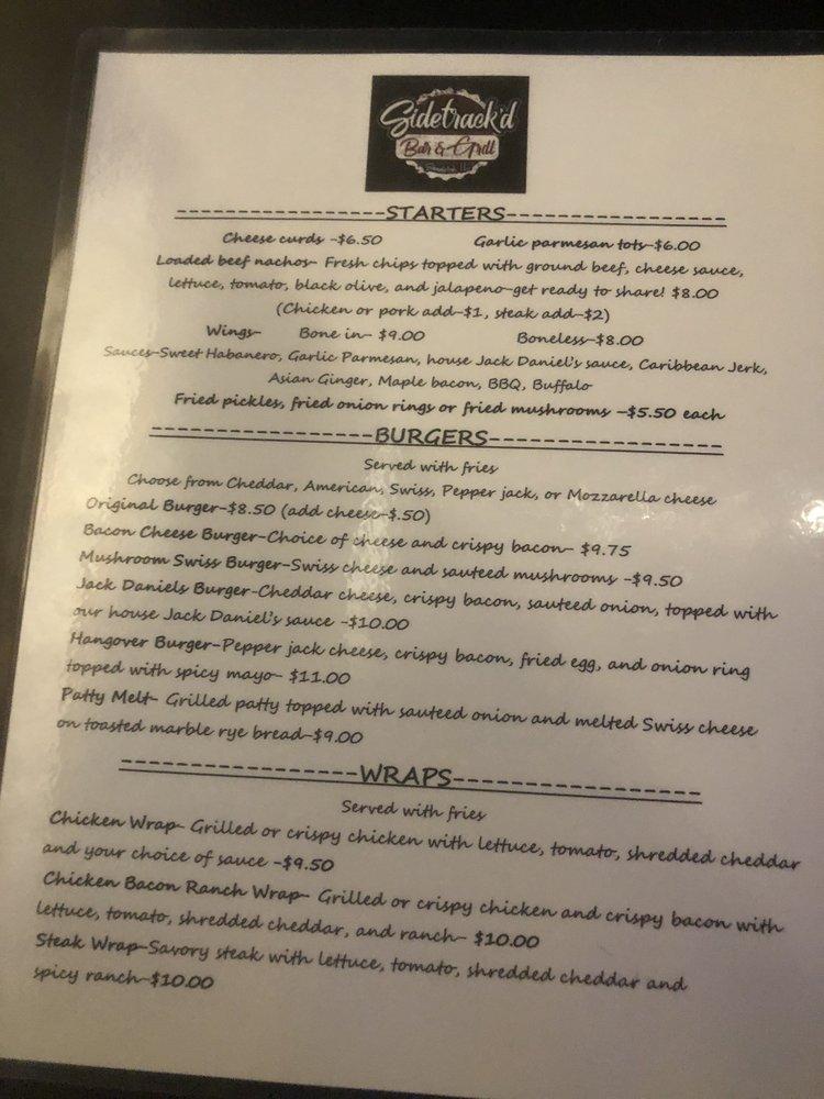 Menu at Sidetrack'd Bar and Grill, Sandwich