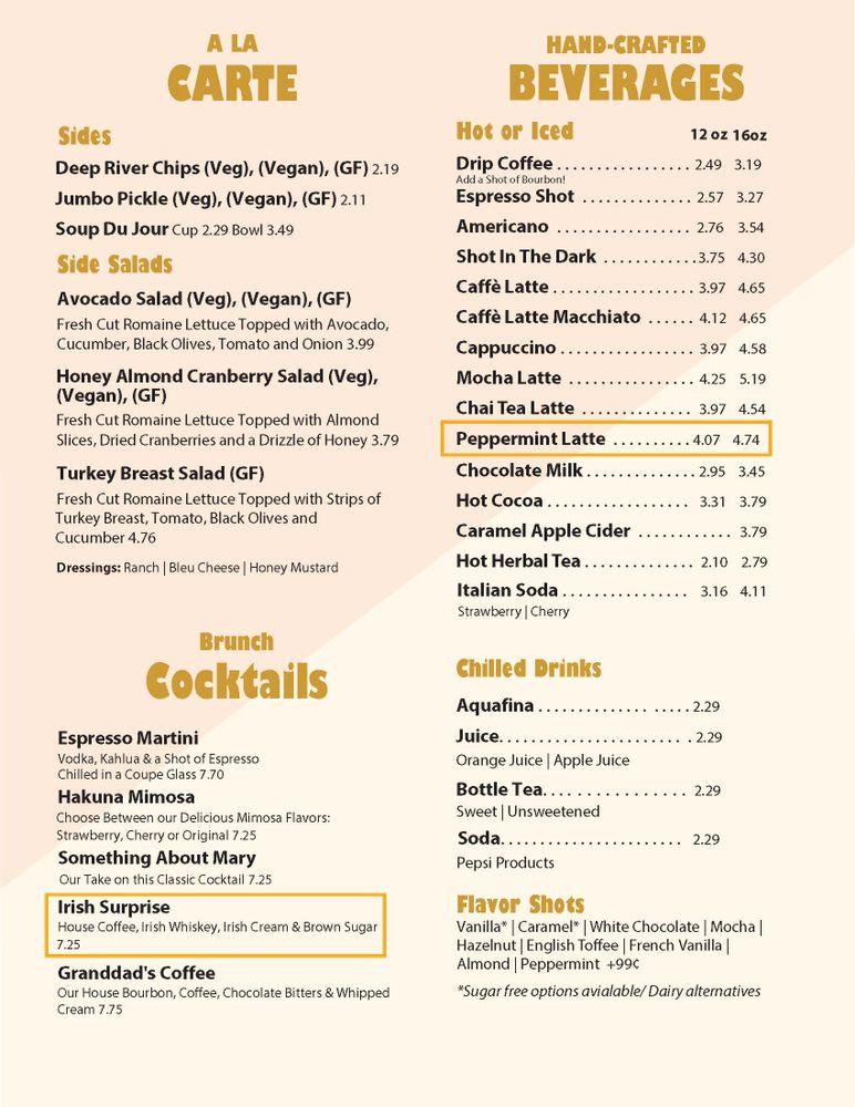 Menu at The Bagel Bistro cafe, West Baden Springs