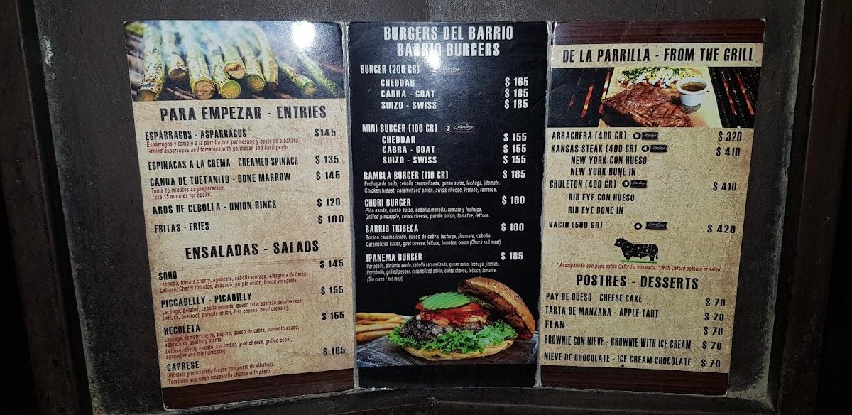 Menu at Barrio Burger, San José del Cabo