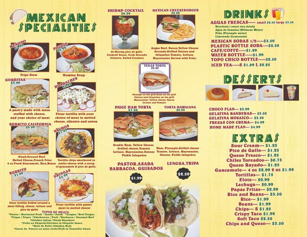 Menu at El Trompo Mexican Grill restaurant, Stephenville, W Washington St