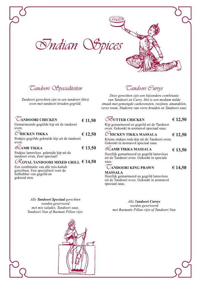 Menu at Indian Spices, Emmen