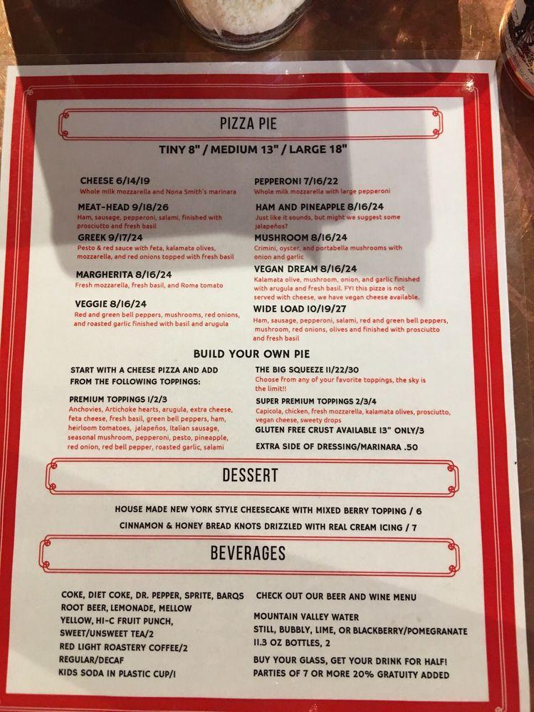 Menu at SQZBX Brewery & Pizza pizzeria, Hot Springs