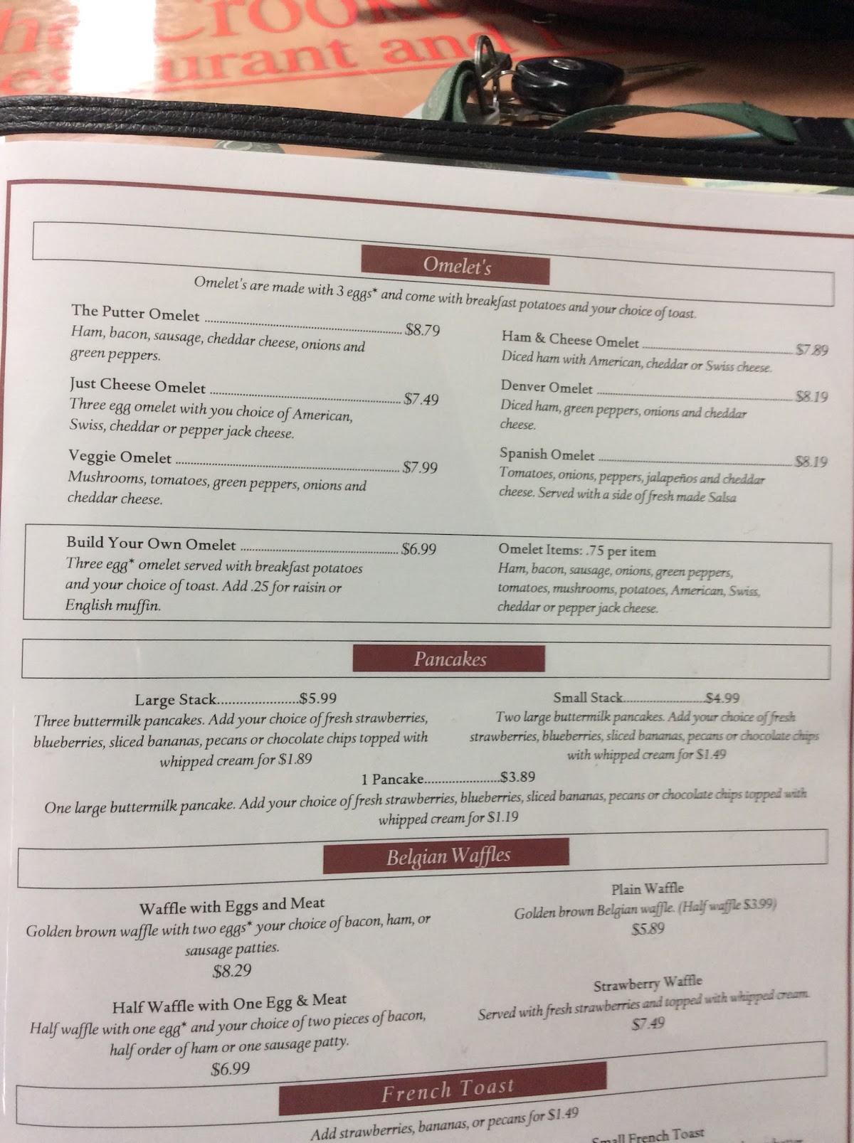 Menu at The Crooked Putter Restaurant & Pizzeria, Sun City West