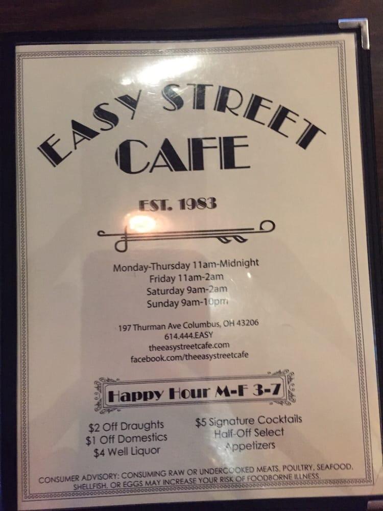 Menu at Easy Street Cafe, Columbus, 197 Thurman Ave